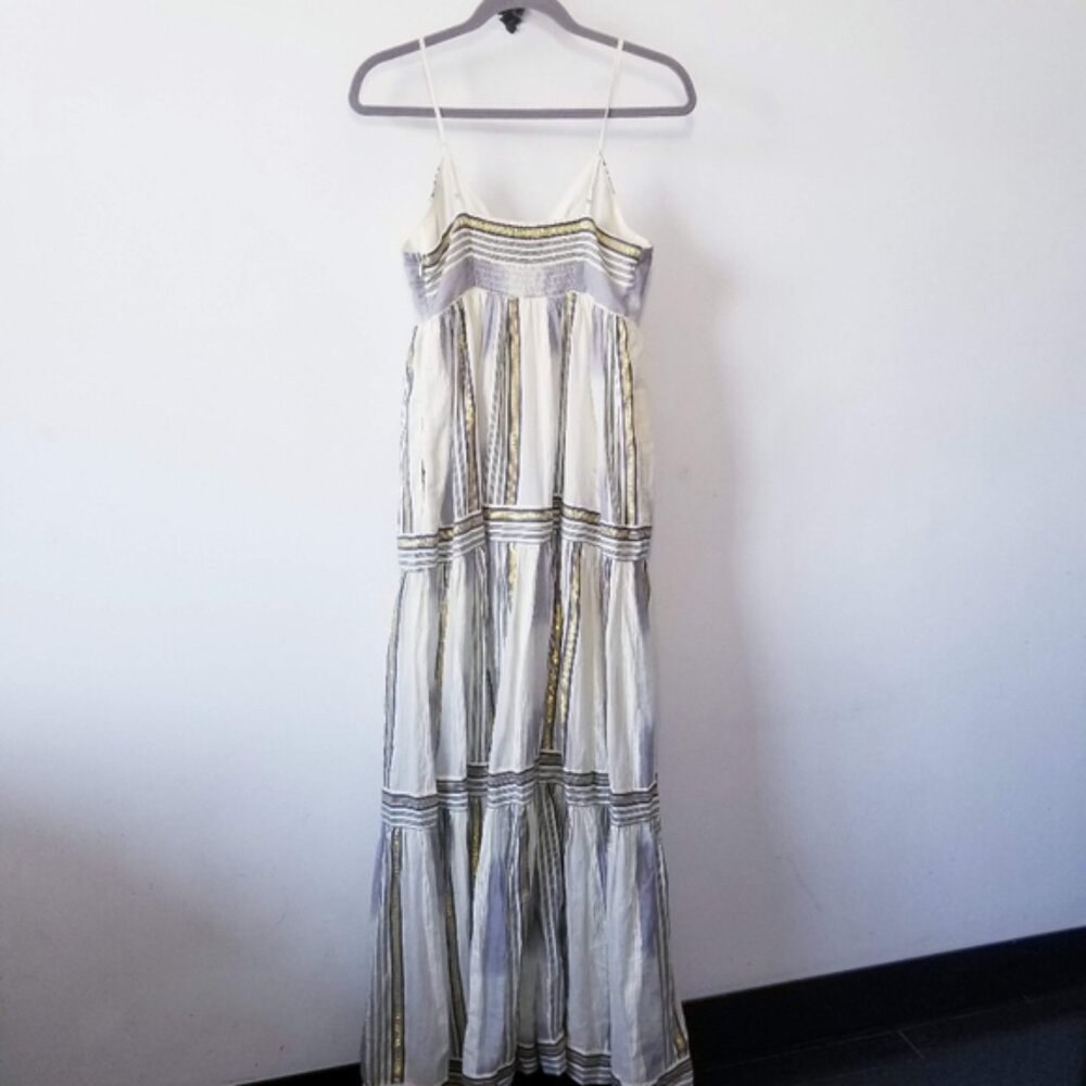 Banana Republic Zephyr Maxi Dress Size S Tiered Gold Stripe - Picture 4 of 7